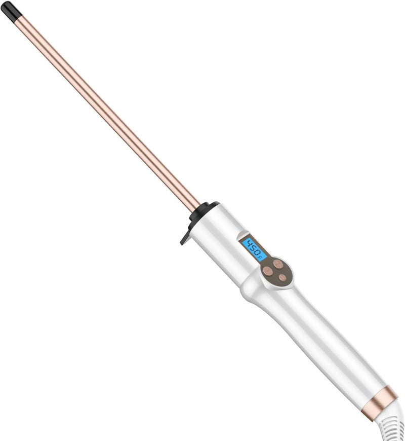 Hoson Small Curling Wand 3/8 Inch, Thin Curling Wand for Short Hair, 9mm Ceramic Long Barrel with Adjustable Temperature - Image 1